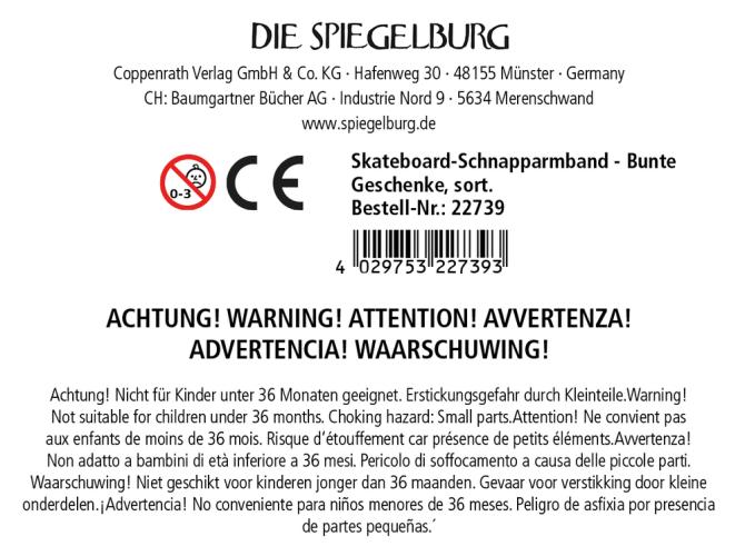 Skateboard-Schnapparmband - Bunte Geschenke - Die Spiegelburg
