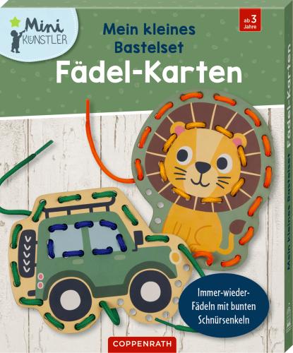 Mein kleines Bastelset: Fädel-Karten - Löwe / Geländewagen - Die Spiegelburg