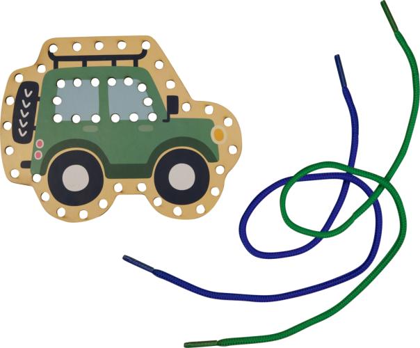 Mein kleines Bastelset: Fädel-Karten - Löwe / Geländewagen - Die Spiegelburg