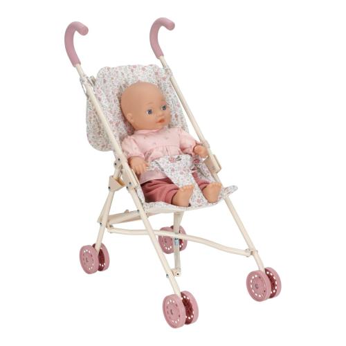 Preview: Little Dutch Puppenbuggy – Rosa – Essentials – Weiche Blumen