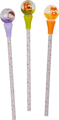 Bleistift mit Schneekugel-Topper - Wintertiere im Weihnachtswald - Die Spiegelburg