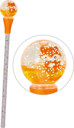 Bleistift mit Schneekugel-Topper - Wintertiere im Weihnachtswald - Die Spiegelburg