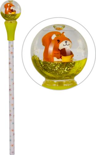 Bleistift mit Schneekugel-Topper - Wintertiere im Weihnachtswald - Die Spiegelburg