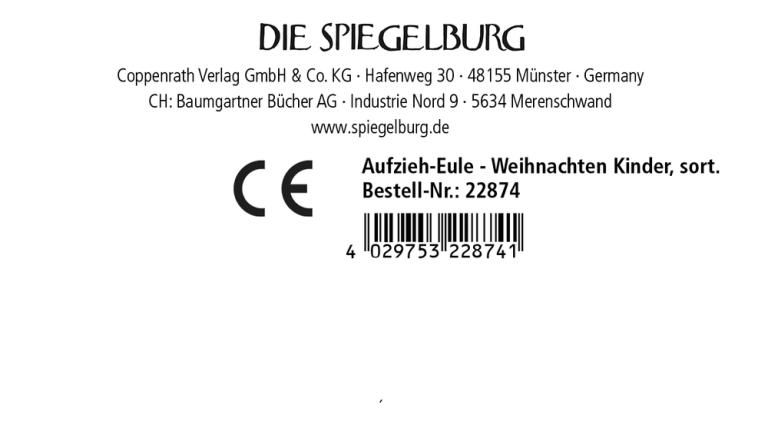 Aufzieh-Eule - Wintertiere im Weihnachtswald - Die Spiegelburg