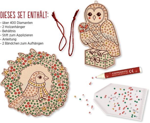 Diamond Painting Holzanhänger Vögel (Weihnachten) - Die Spiegelburg
