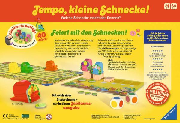 Ravensburger - Tempo, kleine Schnecke! 40 Jahre Jubiläumsausgabe