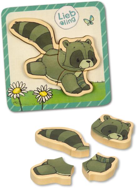Waschbär, Steckpuzzle (4 T.) - Liebling (J. Tourlonias) - Die Spiegelburg