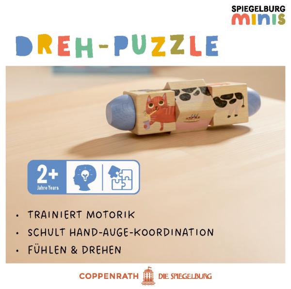Holz-Dreh-Puzzle mit 4 Tieren - Spiegelburg minis - Die Spiegelburg