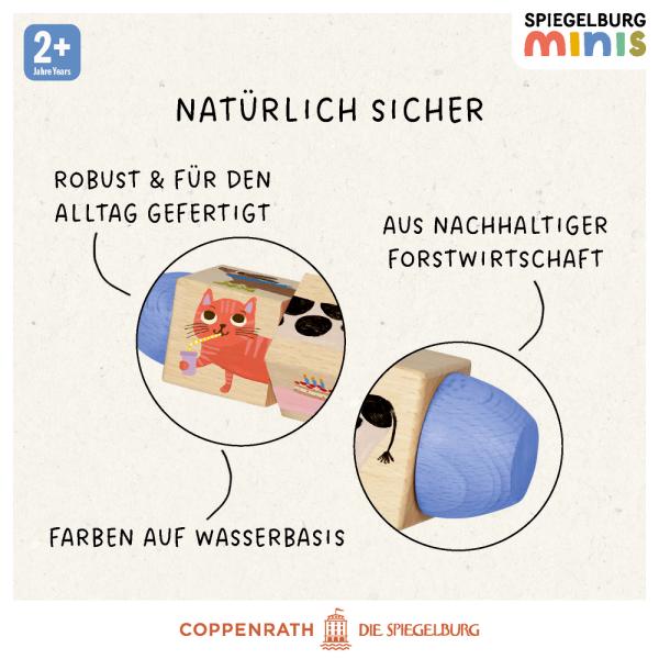 Holz-Dreh-Puzzle mit 4 Tieren - Spiegelburg minis - Die Spiegelburg