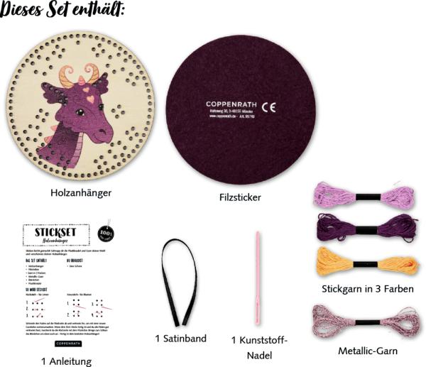 Sticken auf Holzanhänger (Drache oder Einhorn) - 100% selbst gemacht - Die Spiegelburg