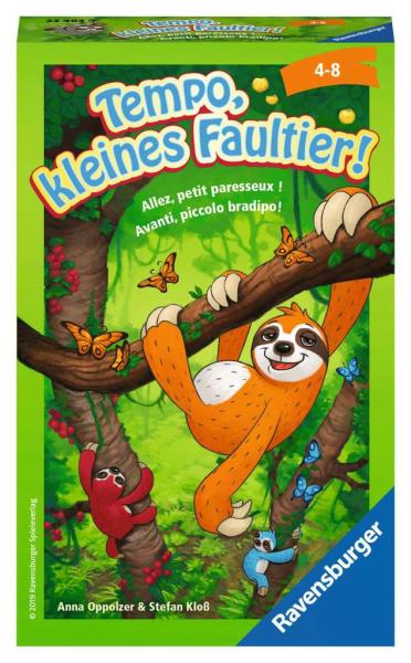Ravensburger  - Tempo, kleines Faultier, Mitbringspiel für 2-4 Spieler, Kinderspiel ab 4 Jahren