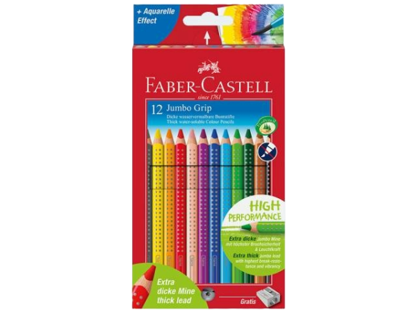 Faber-Castell  12er Jumbo Farb-Gripp mit Spitzer