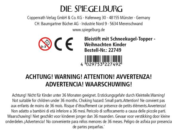 Bleistift mit Schneekugel-Topper - Wintertiere im Weihnachtswald - Die Spiegelburg