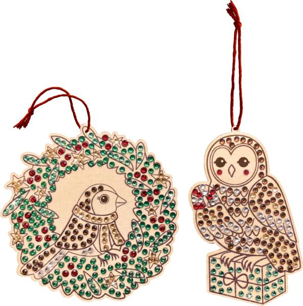 Diamond Painting Holzanhänger Vögel (Weihnachten) - Die Spiegelburg